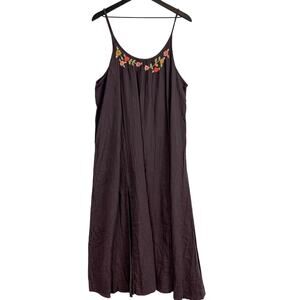 Natural Life Cosette Embroidered Cotton Maxi Dress Brown - L/XL